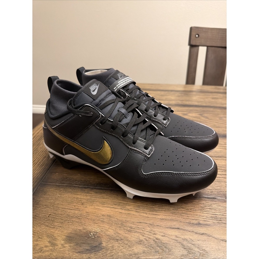 Nike Alpha Menace Dunk ( Black/Gold ) Football Cleats Size 13.5 …Y2